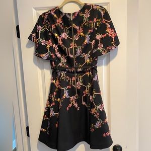Ted baker black floral dress with belt . Size 2. Worn once